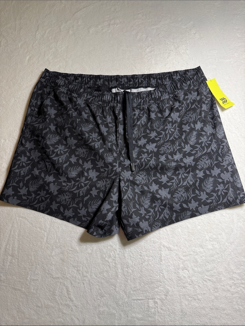 all in motion Black Floral-Print Swim Trunks